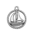 Pendentif voilier argenté grigri nautique pour fabrication de bijoux bracelet collier alliage - Breloque Voilier (7336)