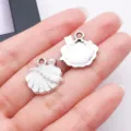 Variante ciondolo conchiglia perla in lega, accessorio gioiello DIY smalto bianco per collana. - Bianco K Bianco UV Smalto Perla Conchiglia (28077)