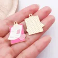Pink nurse clipboard enamel alloy charm DIY jewelry pendant variant for handmade keychain items - Pink Heart Medical Records