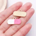 Pink capsule ECG alloy charm pendant DIY handmade jewelry accessory for cute keychains. - Pink Pill
