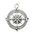 Pendentif boussole en alliage argent antique charm pour bracelet collier fabrication de bijoux - Boussole en Argent Antique (B263)