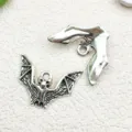Vintage antique silver bat wings charms pendant for DIY jewelry making accessories and crafts supply. - Halloween Bat (4081) / 1 Piece/Pack (17x23mm) / Antique Silver