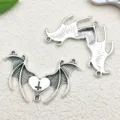 Retro Antique Silver Bat Wings Cross Pendants Gothic DIY Alloy Jewelry Accessories Charms - Triple Hole Cross Bat Wing (18640) / 1 Piece (41x26mm) / Antique Silver