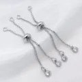 Silver plated DIY adjustable slider chain bracelet finding with zircon charm and silicone bead. - Copper Platinum Plated Slider Chain (T554) / 1 Piece (5cm) / White Gold