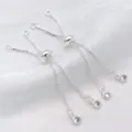 DIY adjustable sliding chain bracelet accessory with zircon pendant, copper metal jewelry findings. - Copper Thick Silver Plated Slider Chain (T83) / 1 Piece (5cm) / Thick Silver Plated