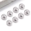 Perles intercalaires en metal argente pour bracelets DIY et accessoires de bijoux ronds. - Perle d'Espacement Abaque (T53) / 1 Pièce (Trou 3mm 1.2mm) / Argent Épais