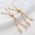 Gold Plated Zircon Sliding Chain DIY Jewelry Accessory Adjustable Pull Bracelet Findings - Copper 18K Gold Plated Slider Chain (T84) / 1 Piece (5cm) / 18k Gold