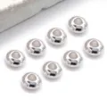 Perles d'espacement en métal argenté, perles rondes abaque accessoires bijoux DIY bracelet - Perle d'Espacement Abaque (T55) / 1 Pièce (Trou 4mm 1.6mm) / Argent Épais
