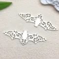 Antique silver hollow bat pendant DIY alloy jewelry charms for Halloween crafting accessories. - 1 Piece/Pack (19x56mm)