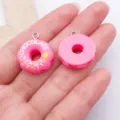 Roze donut hars charm hanger DIY sieraden maken handgemaakte oorbellen sleutelhanger accessoires cute - Letter Donut / 1 Stuk (23x19x7mm) / Rozerood