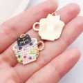 Emaille Schwarze Katze Kaffeetasse Anhänger DIY Schmuck Handwerk Halskette Ohrring - Emaille Tasse Schwarze Katze