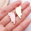 Süße rosa Emaillierte Katze Anhänger für Schmuckherstellung DIY Handgemachte Halskette. - Rosa Emaille Katze