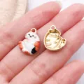 Süße dreifarbige Katzen Emaillierte Metall Anhänger für DIY Halsketten Ohrringe Schmuck. - Bunte Eingerollte Katze