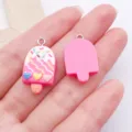 Roze ijsje hars DIY bedels, schattige lolly hanger voor handgemaakte oorbellen en sleutelhangers. - Hart IJsje Lolly / 1 Stuk (25x14x5.5mm) / Rozerood
