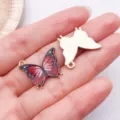 Enamel butterfly charms for DIY jewelry making, beautiful red and black metal pendants. - Printed Butterfly (24880)