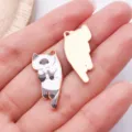 Niedlicher hängender Katzen Emaillierter Anhänger Legierung Schmuck Zubehör für DIY Halskette - Weiße Emaille Katze
