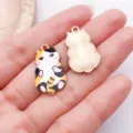 Süßer Glückskatze Emaillierter Anhänger Legierung DIY Schmuckherstellung Charms für Halskette - Schwarz Gelbe Emaille Katze