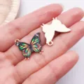 Enamel butterfly charms alloy pendants for DIY handmade bracelets necklaces earrings jewelry making - Printed Butterfly (24881)