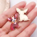 Cute cartoon dog enamel metal pendant charm for DIY jewelry making and pet collar accessories. - Chihuahua with Bowtie Style (25751) / 1 Piece/Pack (25x19mm) / Red