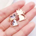 Emailliertes Katze Charm Anhänger Legierung DIY Schmuckherstellung Süßes Katzenzubehör - Schwarz Weiß Emaille Kleine Katze