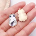 Süße Katzen Emaillierte Metall Anhänger Charm für DIY Handgemachte Ohrringe Halsketten Schmuck. - Hellgraue Emaille Katze