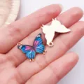 Enamel butterfly charms for DIY jewelry making, cute blue pink alloy pendants for bracelet. - Printed Butterfly (24882)