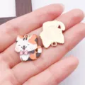 Süßer Emaille Katzen Anhänger für DIY Handgemachte Schmuck Ohrringe Halskette Design. - Orangene Emaille Schleife Katze