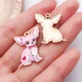 Cute cartoon chihuahua alloy pendant diy pet collar jewelry accessories charm pink enamel - Chihuahua with Bowtie Style (25753) / 1 Piece/Pack (25x19mm) / Pink
