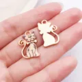 Goldene Katzen Anhänger für DIY Schmuckherstellung, süße Emaille Katzen Zubehör für Ohrringe - Gelbe Emaille Kleine Katze