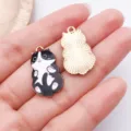 Süße schwarz weiße Katzen Emaillierte Metall Anhänger für DIY Handgemachte Schmuck Halskette. - Schwarze Emaille Katze