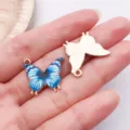 DIY blue enamel butterfly charm pendant metal jewelry making accessories for bracelet necklace - Printed Butterfly Style (24884)