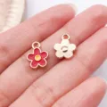 Rode oliedruppel bloem metalen bedels DIY sieraden maken accessoires voor armbanden kettingen - 1 st. Rode emaille kleine chrysant 10x13 mm - 0,5 g - 12252