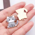 Süßer grauer Katzen Emaille Anhänger für DIY handgemachte Schmuck Halskette Ohrringe Zubehör. - Graue Emaille Katze