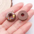 Colgante de resina rosquilla chocolate accesorio joyería DIY para pulsera collar llavero - Dona Letra Redonda(23856)