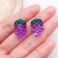 Ciondolo Pendenti Gioielli DIY Resina Uva Viola Simpatici Accessori Artigianali Collana - Frutta Uva / 1 Pezzo/Confezione (24x12mm) / Viola