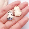 Gold Emaille Katze Anhänger Charms süße Kätzchen DIY Schmuckherstellung Zubehör Halskette - Braune Emaille Katze