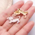 Cute pink dachshund dog charm enamel alloy pendant DIY jewelry making necklace bracelet findings - Floral Dachshund Style (27737) / 1 Piece/Pack (23.5x15mm) / Pink