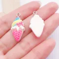 Hars ijs taart regenboog bedel hanger diy sieraden maken accessoires oorbellen sleutelhanger - Strik IJsjeshoren / 1 Stuks/Verpakking (27x13x6mm) / Rozerood