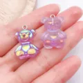 Ciondoli per orsacchiotti in resina iridescente viola accessori fai da te per gioielli - Orsetto Iridescente / 1 Pezzo (24x17mm) / Viola