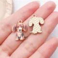 Cute puppy dog metal charms pendants for DIY necklace jewelry and pet collar accessories. - Sitting Dachshund Style (27763) / 1 Piece (21x15mm) / Brown
