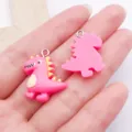 Hars dinosaurus hanger roze DIY sieraden accessoire, schattig dier hanger voor handgemaakte oorbellen. - Kleine Dinosaurus / 1 Stuk (24x19x5mm) / Rozerood
