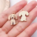 Gold Dachshund dog pendant charm for DIY pet collar jewelry accessories crafts making supplies. - Sitting Dachshund Style (27765) / 1 Piece (21x15mm) / Beige