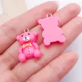 Roze Hars Beer Hanger Sieraden Accessoires DIY Schattige Handgemaakte Sleutelhanger Bevindingen - Strik Beer / 1 Stuk (25x15x6.5mm) / Rozerood