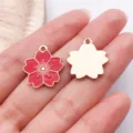 Rode emaille bloem DIY bedel hanger voor armband ketting sieraden maken accessoires ambacht. - 1 st. Rode emaille kersenbloesem 17x19 mm - 1,6 g - 14795