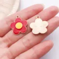 Rode geëmailleerde bloem bedels DIY sieraden accessoires metalen hangers voor armband - 1 st. Rode emaille plumeria bloem 19x22 mm - 2 g - 15162