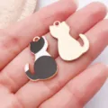Katze Emailliert Metall Anhänger Schwarz Weiß DIY Schmuck Zubehör Variante Stile - Schwarz Weiß Rückseite Katze