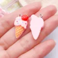 Roze hars ijsje hanger bedels voor DIY ketting oorbellen sieraden maken accessoires 1st - Aardbei IJshoorntje (24546) / 1 Stuk (26x13.5x7mm) / Roze
