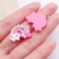 Hars DIY regenboog wolk bedel, roze schattig handgemaakt sieraden accessoire voor oorbellen. - Ster Wolk Regenboog / 1 Stuk (20x20x5mm) / Rozerood