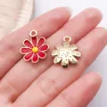 Rode olieke Bloem DIY sieraden bedel voor armband ketting hanger accessoire schattig item. - 1 stuks Rode emaille madeliefje bloem 15x18 mm