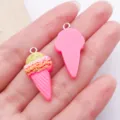 Leuke hars ijsje bedels hangers voor DIY handgemaakte sieraden oorbellen sleutelhangers accessoires. - Ijsje / 1 Stuk (27x14x7mm) / Rozerood
